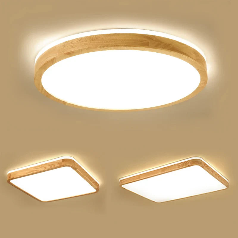 Nordic Wood Ceiling Light Ultra-thin LED Modern Bedroom Lamp
