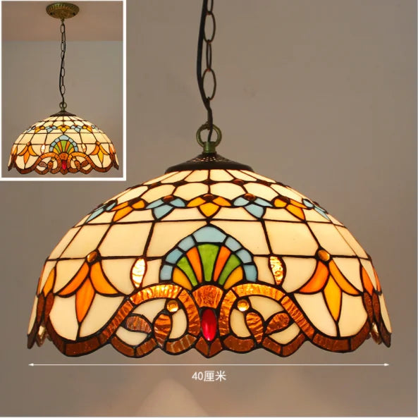 Nordic Tiffany Peacock Chandelier Glass Lamp for Home Decor