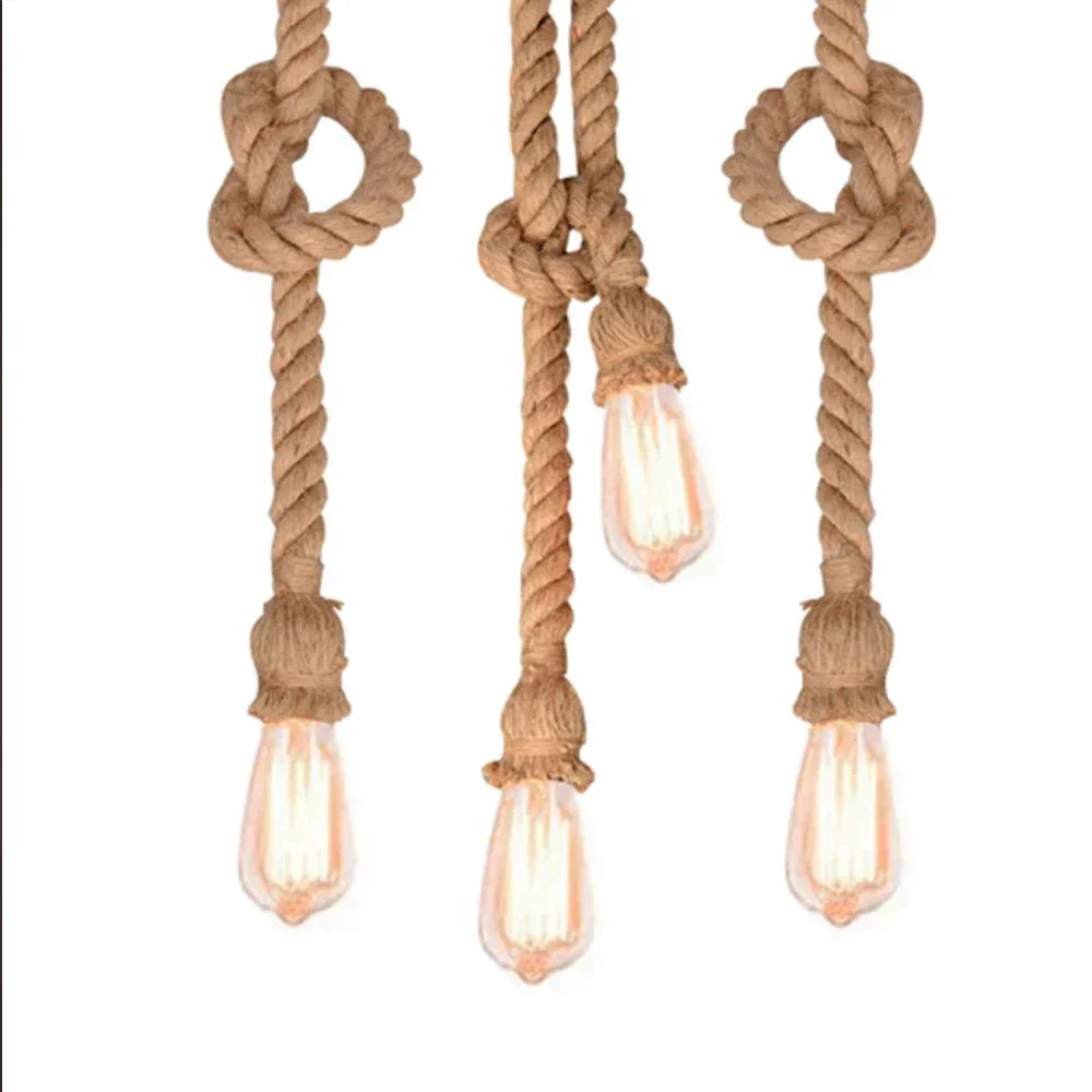 Spider Chandelier Hemp Rope Pendant Light Vintage Industrial Ceiling Lamp