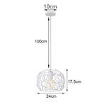White Cage Industrial Pendant Light Fixture - Modern Loft Hanging Lamp