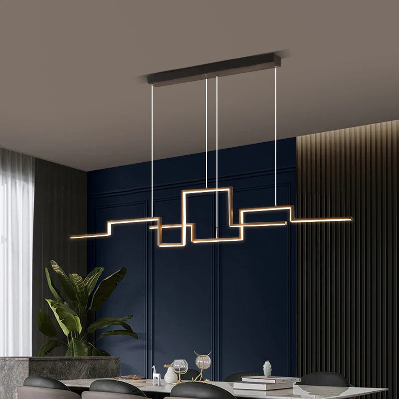 Nordic Geometry Black LED Chandelier for Living & Dining Room, Bar, Shop
