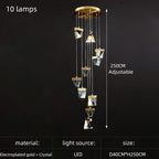 Crystal Square Rhombic LED Chandelier for Duplex Villa Living Room & Restaurant