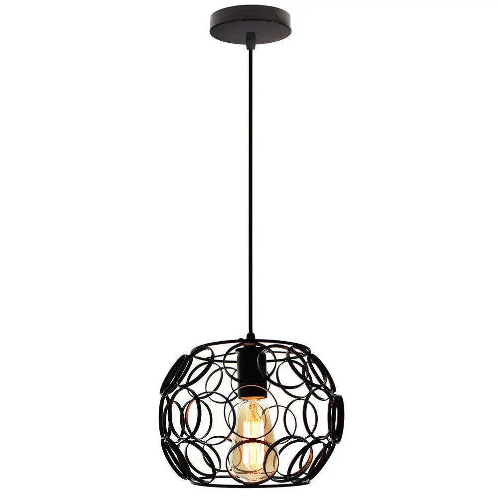 Industrial Iron Pendant Lights Modern Metal Cage E27 LED Hanging Lamp for Home & Restaurant