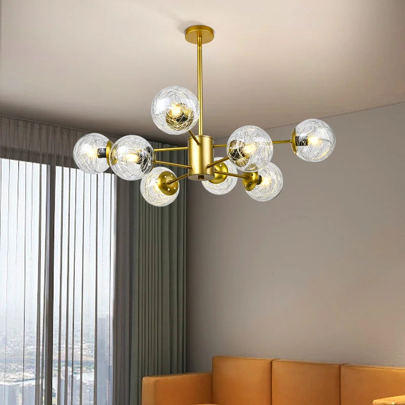 Glass LED Chandeliers: Modern Dining Room Bedroom Living Room Pendant Lights
