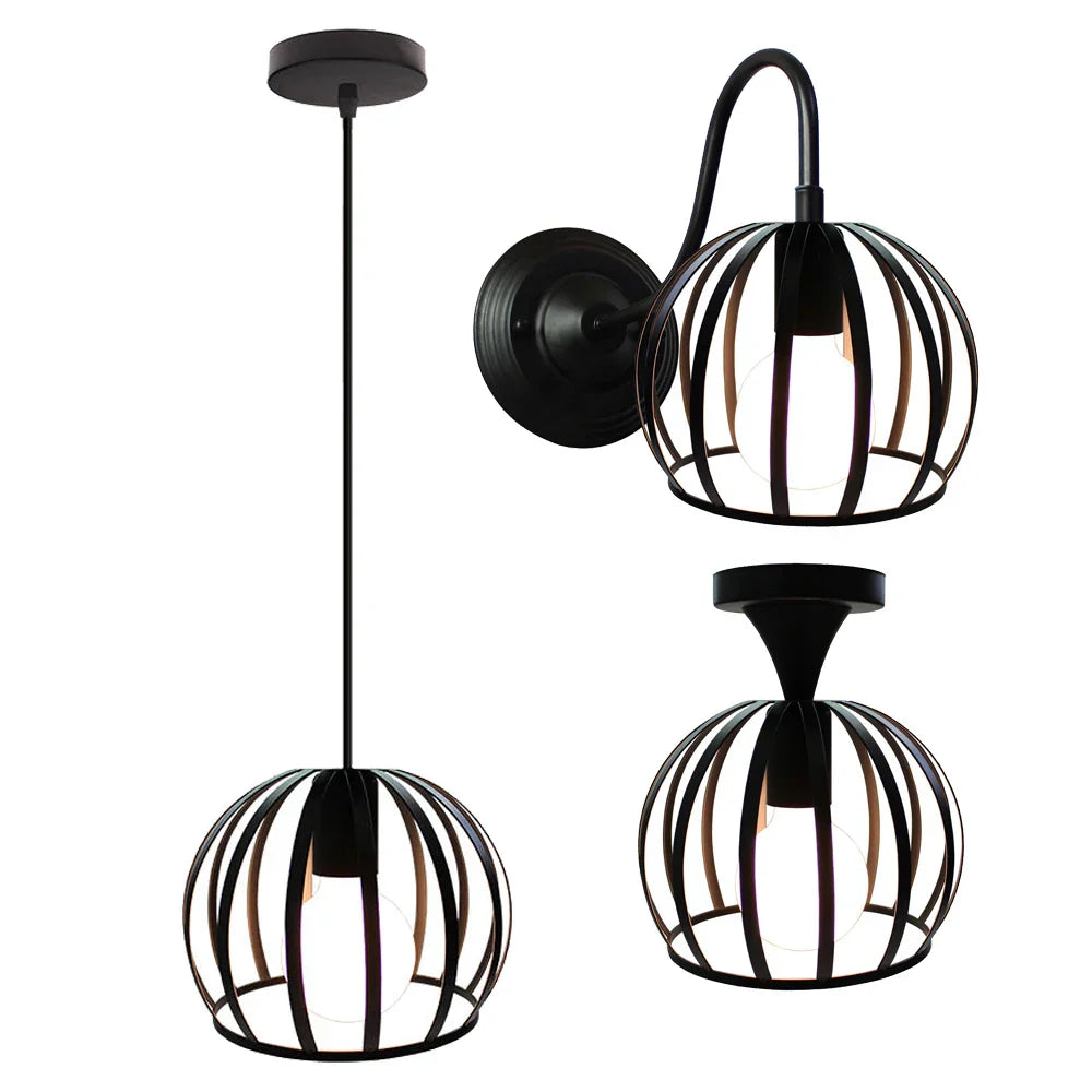 Watermelon Cage Pendant Light: Vintage Rustic Hanging Fixture for Home, Kitchen, Restaurant