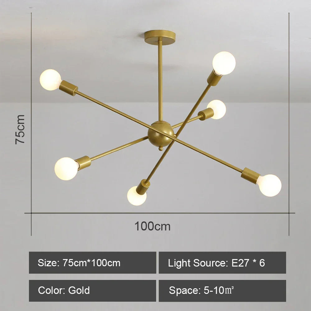 LED Metal Chandeliers for Living Room - Stylish Ceiling Light for Home Decor