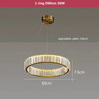 Luxury Crystal LED Chandelier: Dimmable Circle Droplight for Villa Stairs & Living Room