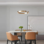 LED Chandelier: Round Rings Pattern, Gold, Modern Design for Living, Dining, Bedroom, Kitchen.