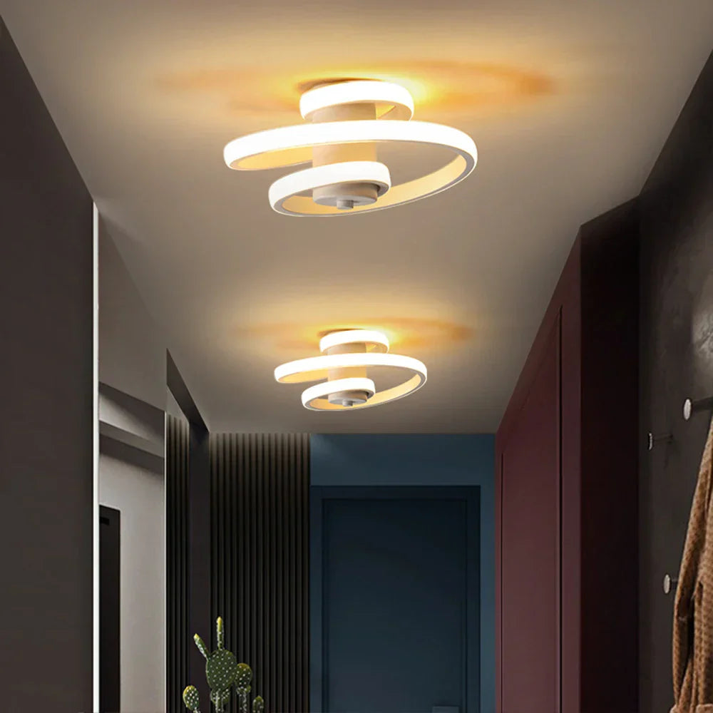 Spiral LED Ceiling Light: Modern Minimalist Indoor Lighting Fixture for Living Room