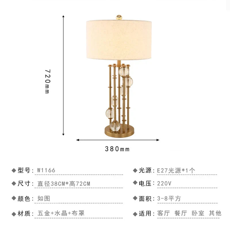Crystal Table Lamp: Nordic Light Luxury Design for Bedroom Bedside