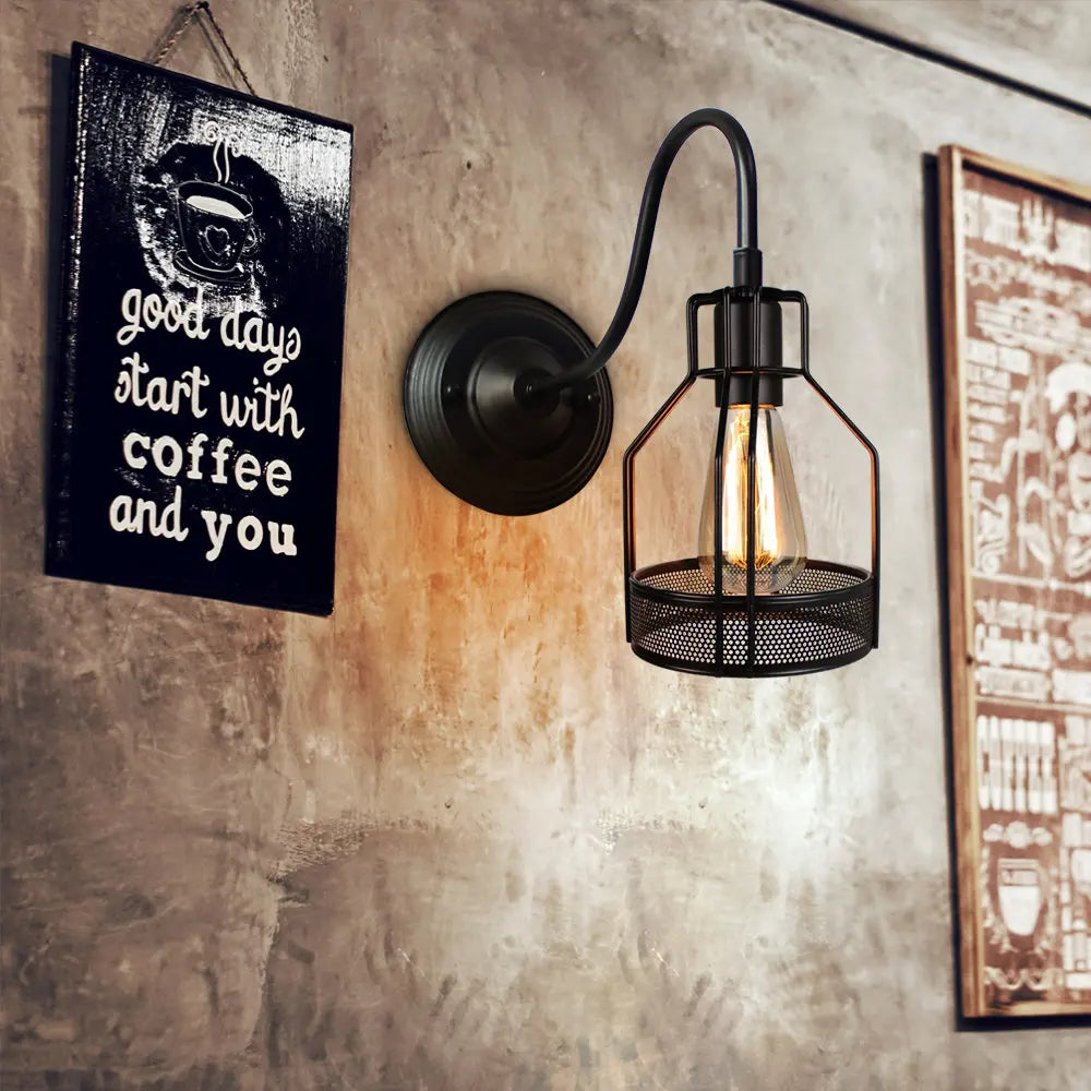 Iron Cage Guard Wall Sconce Vintage LED Light for Indoor Lighting