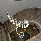Golden LED Crystal Chandelier for Living Room Staircase