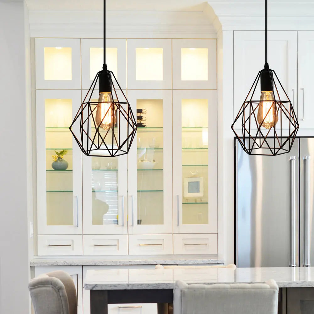 Iron Cage Chandelier Loft Ceiling Light for Kitchen Bedroom Living Room