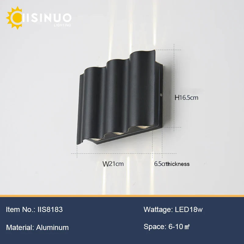 Outdoor Alumunim Wall Sconce Lightings in Black - IP65 Waterproof Va Porch Luminaire