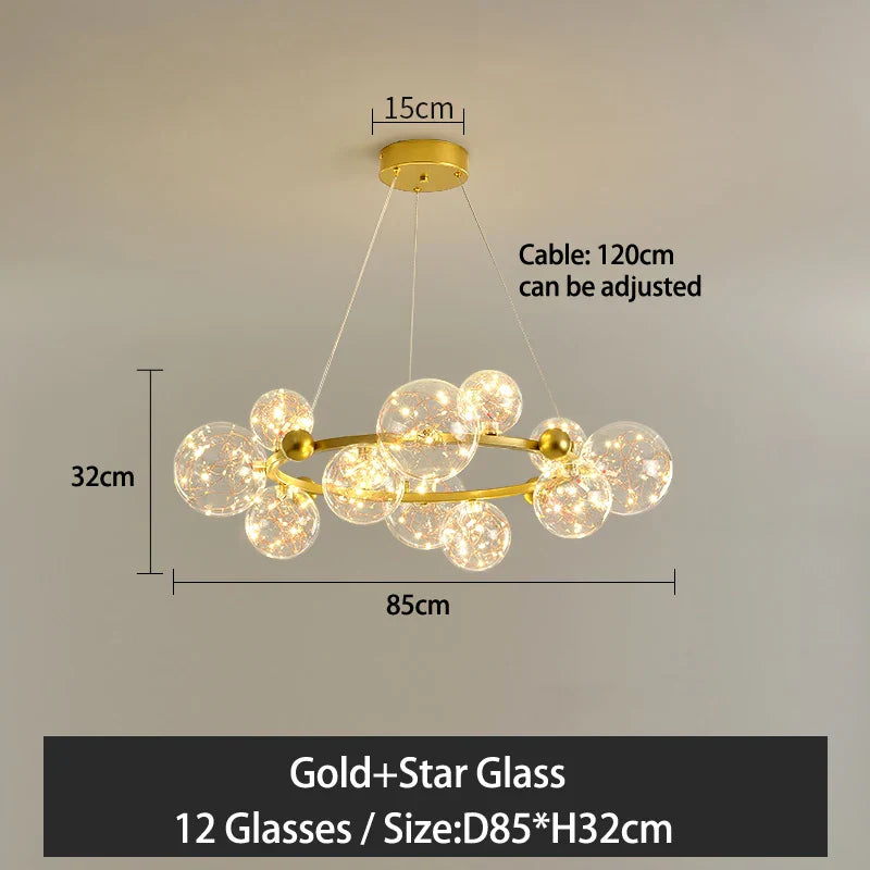 Nordic Glass Ball Pendant Light Gold/Black Dining Living Room Decor Afralia™
