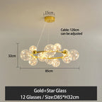 Nordic Glass Ball Pendant Light Gold/Black Dining Living Room Decor Afralia™