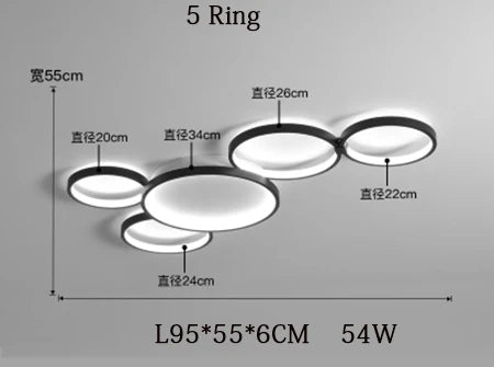 Nordic Remote Control LED Ceiling Lamp for Living Room, Study Room - Modern & Creative