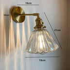 Nordic Glass Wall Lamp Rotatable Brass Bedside Sconce Light Fixture by Afralia™
