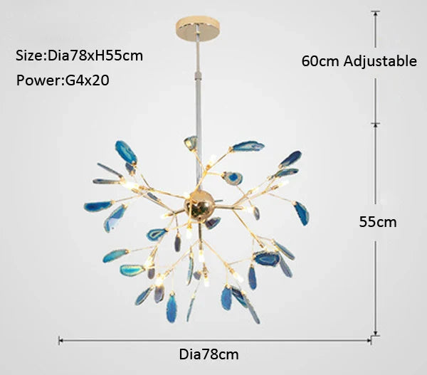 Agate Branch Chandelier - Nordic Glass LED Globe for Bedroom, Kitchen, Dining Room