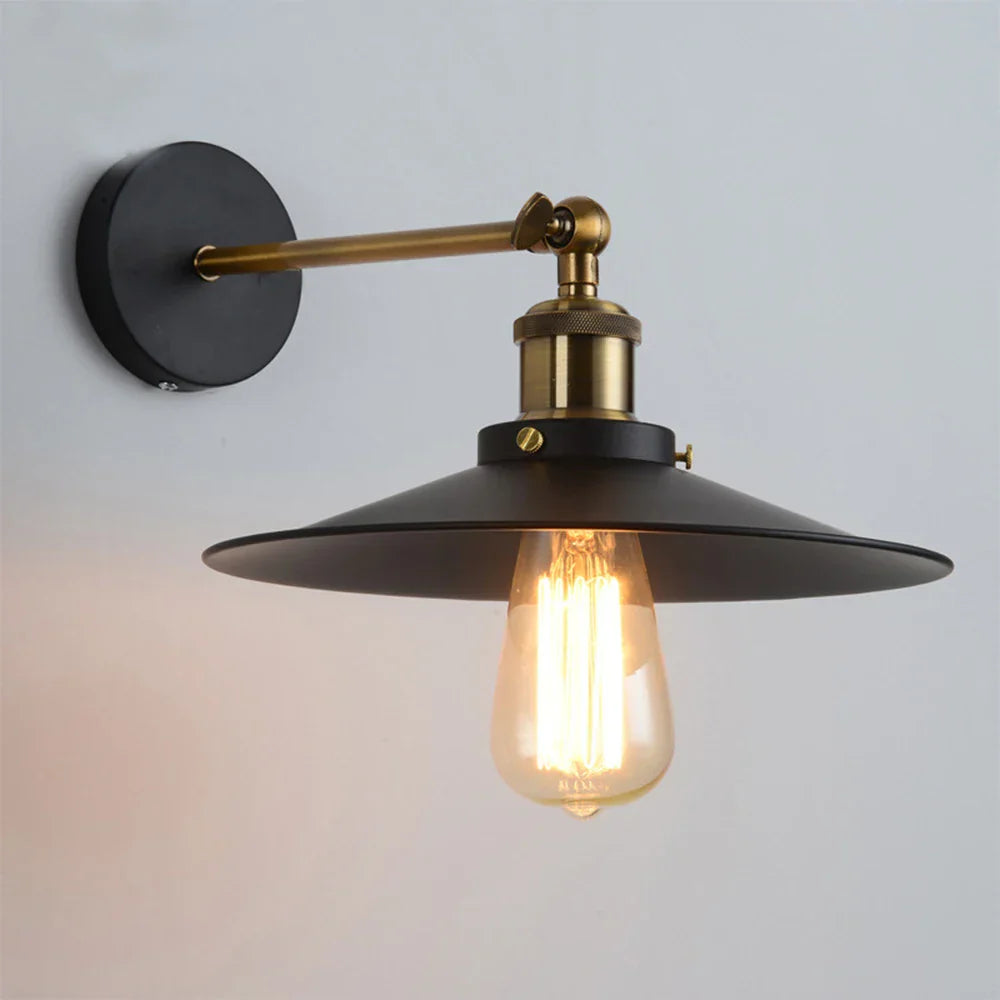 Loft LED Wall Lamp Industrial Decor Iron Lampshade Bedroom Light