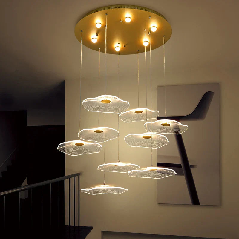 Lotus Leaf Acrylic Nordic LED Chandelier for Restaurant Living Room Hotel Villa