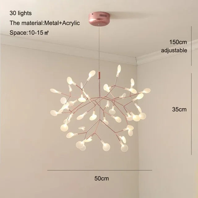 Modern Nordic Heracleum Chandelier Light in Black/Rose Gold for Living Room & Kitchen