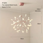 Modern Nordic Heracleum Chandelier Light in Black/Rose Gold for Living Room & Kitchen