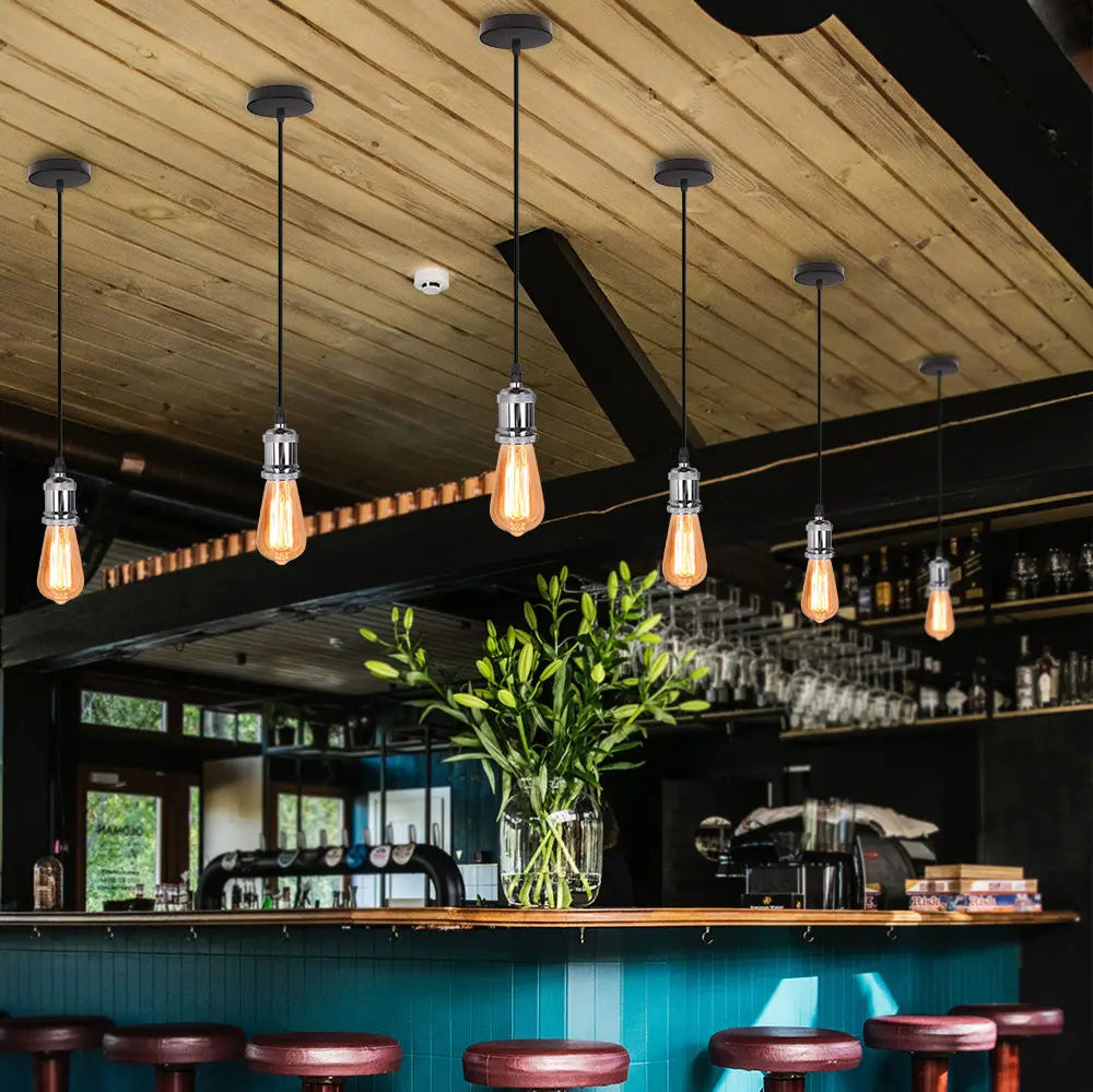 LED Wood Ceiling Pendant Light Vintage Retro Loft Hanging Lamp Suspension E27