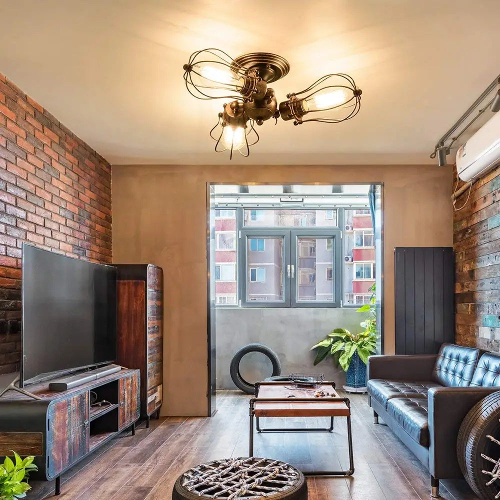 Adjustable Industrial Wall Light Rustic Wire Metal Cage Sconce