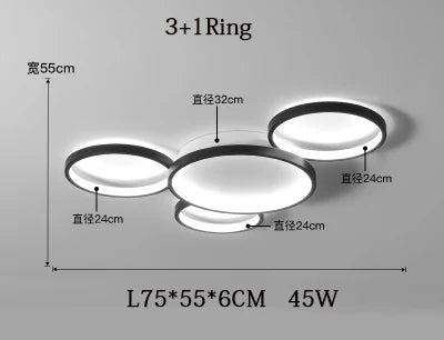 Nordic Remote Control LED Ceiling Lamp for Living Room, Study Room - Modern & Creative