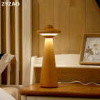 Kids UFO Wood LED Table Lamp: Modern, Dimmable, Cartoon Design, Ideal for Children's Bedroom