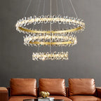 Crystal LED Chandelier: Luxury Lighting for Living, Dining, Kitchen - Elegant Iron & Aluminum Design