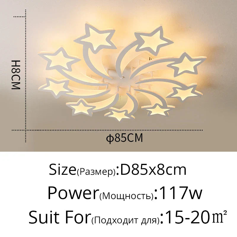 Modern LED Star Chandelier with Remote Control Indoor Lighting