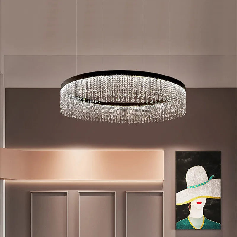 Modern Crystal LED Chandelier for Living Room Dining Luxury Ceiling Pendant Lamp