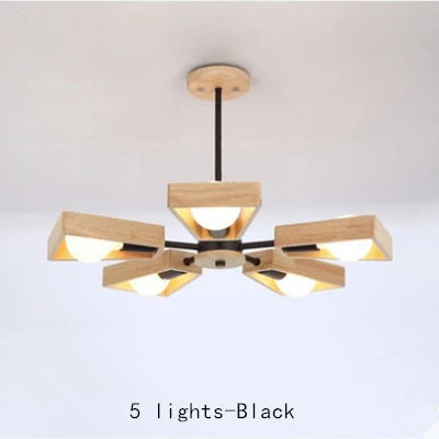 Windmill Wooden Chandelier - LED Loft Industrial Lighting for Home Decor