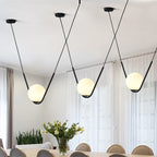 Minimalist Nordic Glass Pendant Light - Golden Black Long Line Ball Pendant Lamp