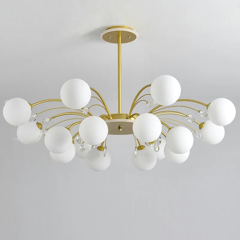 Nordic Crystal Glass Chandelier with E27 Lamp Holder for Livingroom Bedroom Diningroom by Afralia™