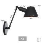 Vintage Iron Wall Sconce Lighting, E27 LED, Black Rustic Arm Wall Lights
