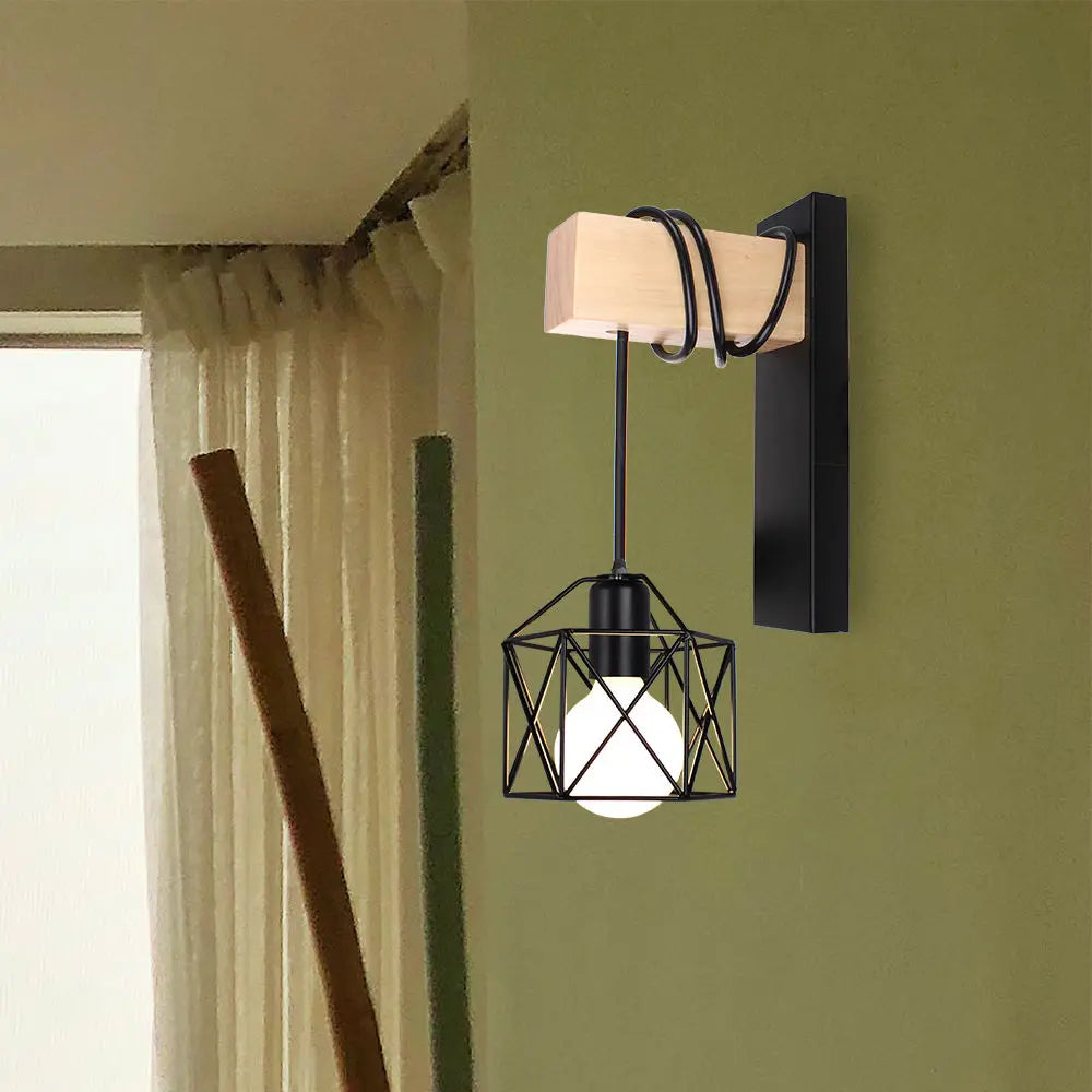 Nordic Wood Wall Lights Retro Adjustable Wall-mounted Bar Bedside Lighting by Afralia™