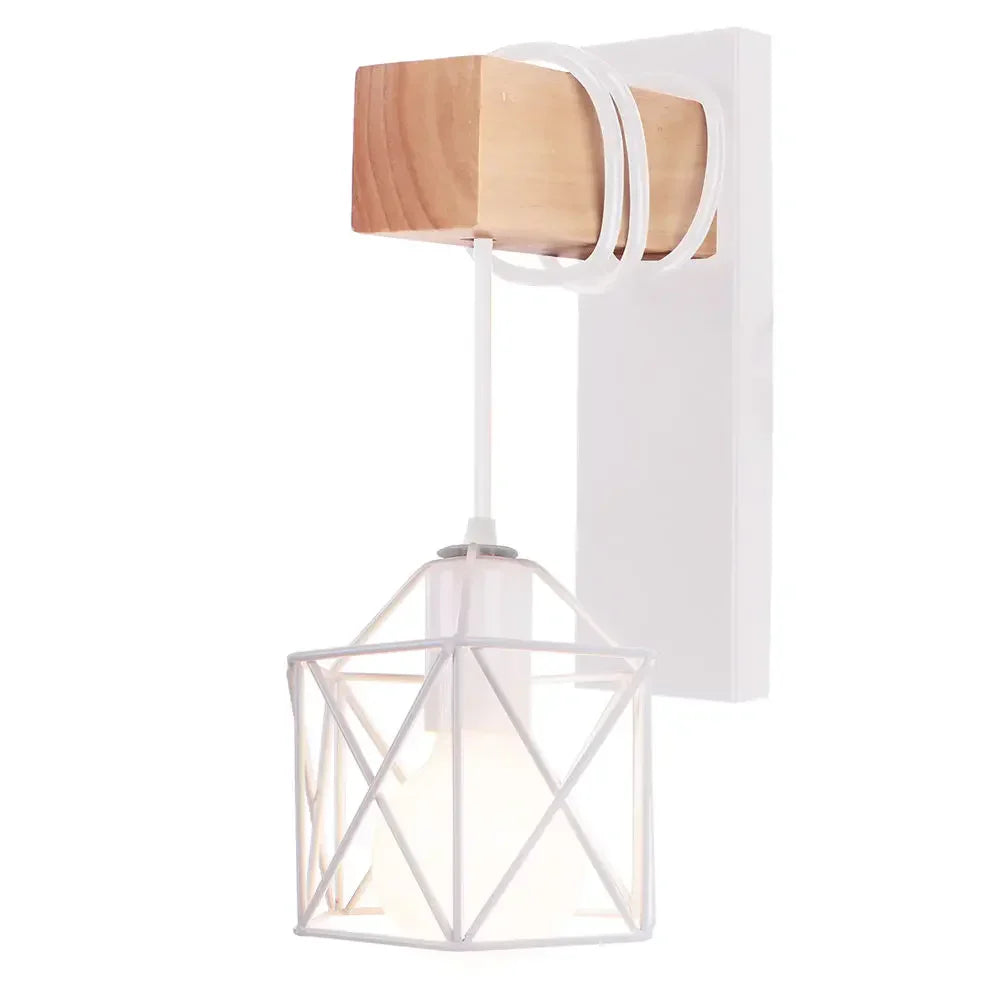 Industrial Iron Wood Wall Lamp E27 Modern Nordic Sconce by for Home Decor Bedroom