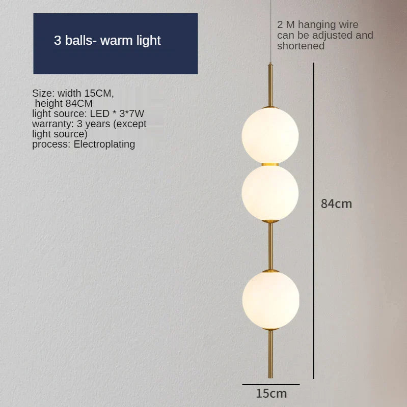Glass Ball LED Pendant Lamps - Warm Milky White Hanging Lights