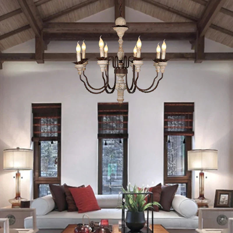Rustic Wood Chandelier | Vintage Pendant Lighting for Home, Church, and Villa