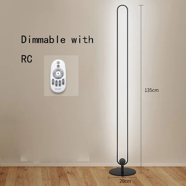 RGB LED Floor Lamp with Remote Control - Modern Minimalist Standing Light
