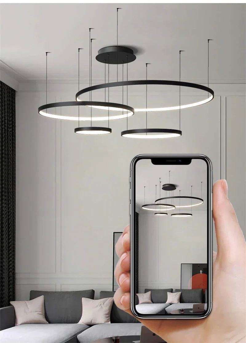 LED Ring Chandelier Ceiling Pendant Modern Round Circle Lamps