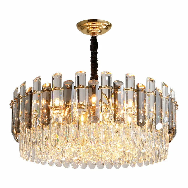 Gray/Clear Crystal K9 LED Pendant Lamp for Modern Luxury Living Room