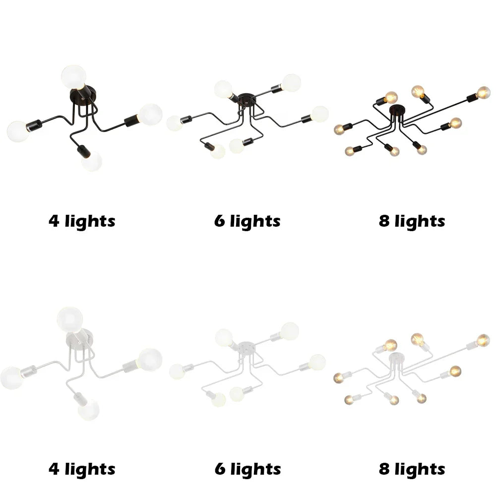 Vintage Wrought Iron Ceiling Lights Chandelier for Home Living Room Décor