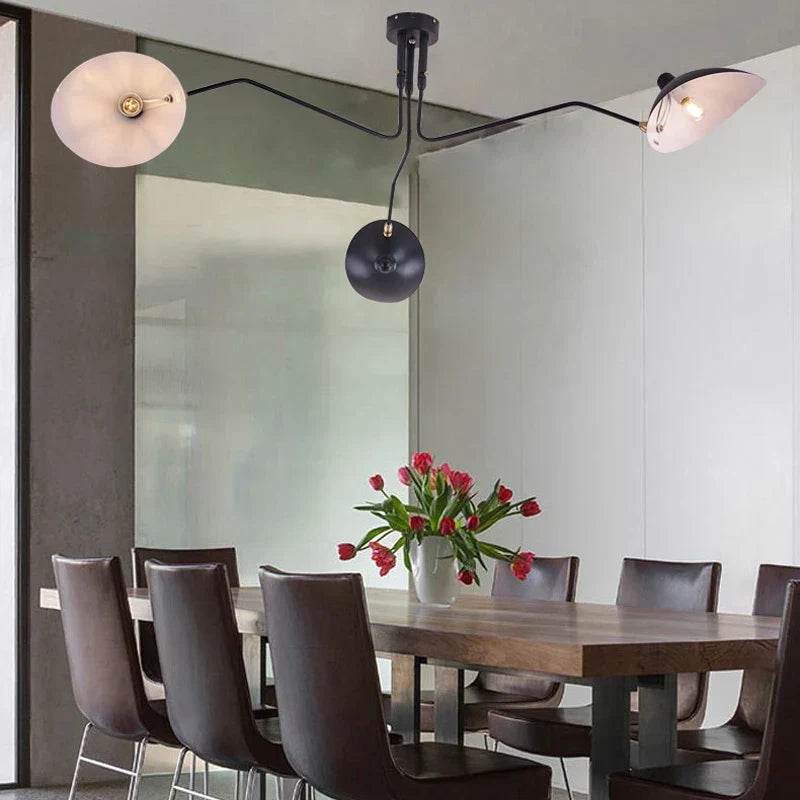 Black Swing Arm Chandelier | Loft Industrial Adjustable Lighting Fixture