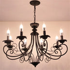 Retro Beige Black Chandelier - American Candle Lamp Iron Suspension Fixtures