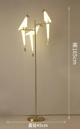 Origami Crane Perch Gold Floor Lamp - Creative Acrylic Design for Home Decor