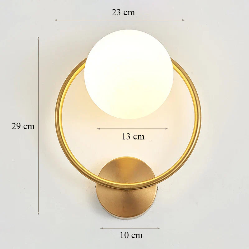 Glass Shade Gold Wall Lamp for Bedroom Loft Design, Up Down Iron LED Wall Lights